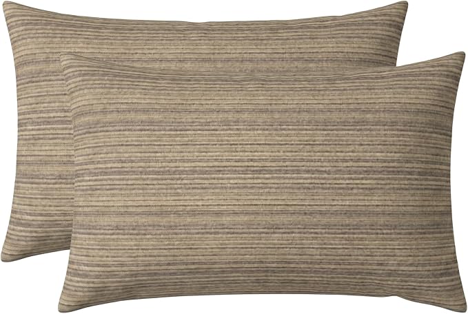 RSH DECOR: Sunbrella Jumbo Lumbar Pillows Set of 2 | 26" x 16" | Water and Fade-Resistant Performance Fabric | Outdoor Pillow Covers with Down-Alternative Inserts | Made in USA (Current Slate)