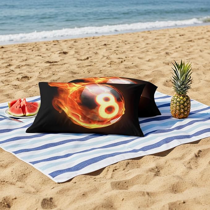 Billiards Outdoor Pillow Covers 20x12 Inch Lumbar Pillow Covers Set of 2 Waterproof Decorative Throw Pillow Cases Modern Buruning Flame Sport Black Background Cushion Covers for Patio Furniture Garden