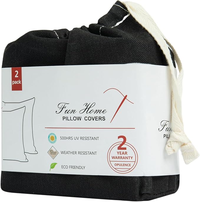 FUNHOME Waterproof Outdoor Throw Pillow Covers Set of 2,Home Decor for Garden Patio Furniture,Couch,Sofa 18 x18 Inch Decorative Pillows Cover Only,NO Insert(Black White)