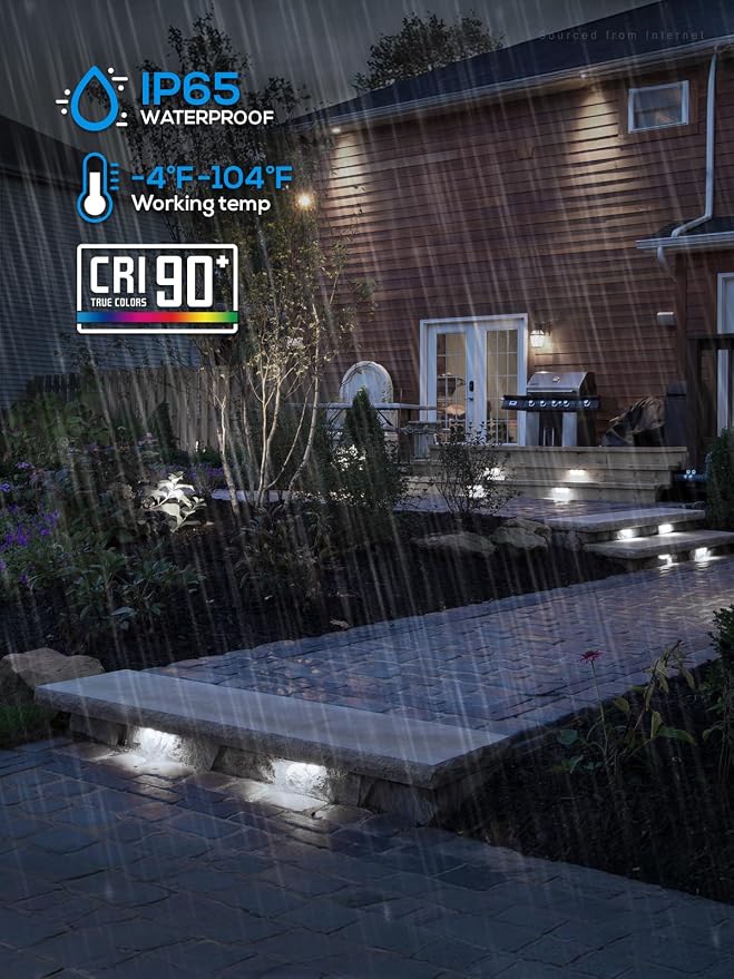 LEONLITE 8-Pack 7 Inch LED Hardscape Lighting, 3W/4W/5W, 5000K Daylight | Update Dimmable Retaining Wall Lights, Low Voltage Landscape Lighting, 12-24V AC/DC Paver Light, Outdoor Step Lights, ETL