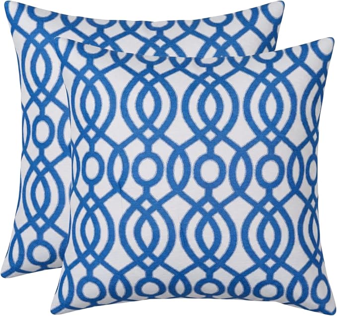 RSH DECOR Square Throw Pillows Set of 2, 20" x 20", Outdoor Pillows Waterproof, Outdoor Pillow Covers, Pillow Covers for Couch, Capilla Blue, Made in USA