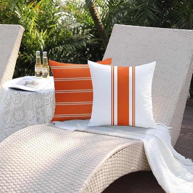DFXSZ Outdoor Orange Waterproof Geometry Pillow Covers 18x18 Set of 4 | Summer Fall Waterproof Modern Throw Pillowcases（No Inserts） Outdoor Decor for Patio Funiture Garden Polyester Covers