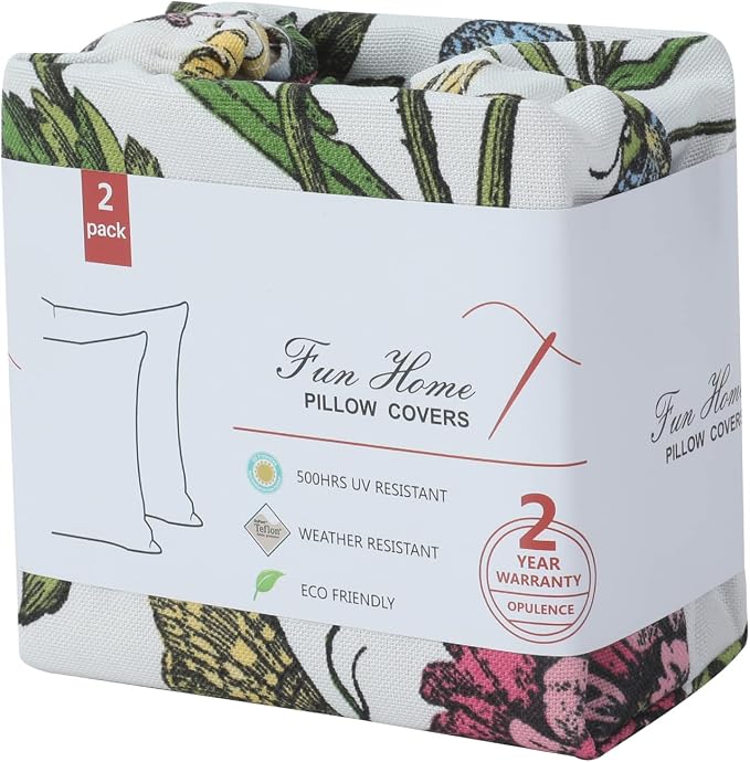 Waterproof Outdoor Throw Pillow Covers Set of 2,Home Decor for Garden Patio Furniture,Couch,Sofa 18 x18 Inch Decorative Pillows Cover Only,NO Insert(Butterfly Flower)
