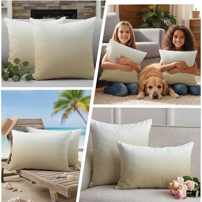Farm Yellow Outdoor Waterproof Throw Pillow Covers Set of 2, 24"x24", Gradient Decorative Pillow Covers Outside Cushion Case for Patio Porch Garden