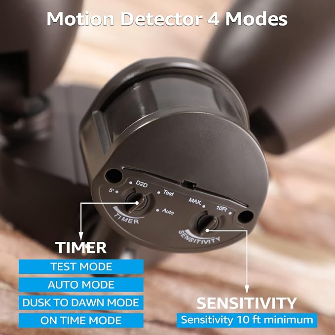 LEONLITE LED Security Light Outdoor Motion Sensor Dusk to Dawn 3000K Bronze | Motion Flood Light for Outside, Dusk to Dawn, UL Listed, Adjustable Dual Heads, Wet Location, Warm White