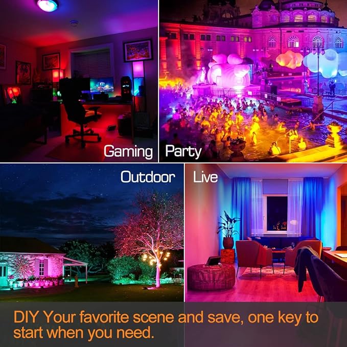 LED Flood Light Outdoor, 500W Equivalent 5000LM Smart RGB Landscape Lights | APP Control, DIY Scenes - Timing - Warm White 2700K - Color Changing Uplight, IP66 Waterproof US Plug (4 Pack)