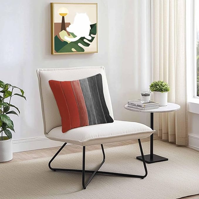 Throw Pillow Covers 16x16 Inch Set of 2, Red Black Ombre Waterproof Outdoor Cushion Covers, Vintage Farmhouse Wooden Decorative Pillowcases for Couch, Sofa, Bed, Garden, Patio