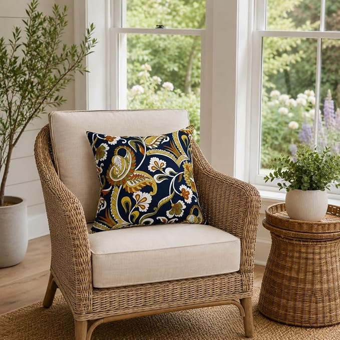 Outdoor/Indoor Decorative Throw Pillows 18×18 Inch | Pack of 2 Waterproof Decorative Throw Pillows with Inserts, Square Pillows for Bed, Couch, Sofa and Patio Furniture
