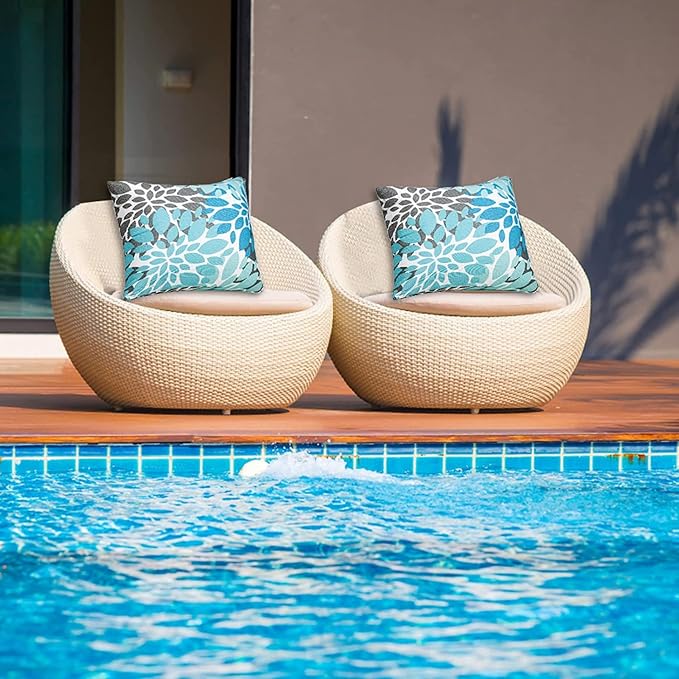 JMGBird Outdoor Pillow Covers 18x18 Throw Pillow Covers | outdoor pillows waterproof Blue Mandala Outdoor Patio Pillows for Patio Furniture