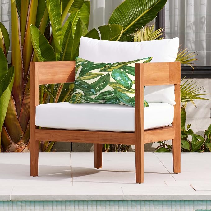 DYTXIII Pack of 2 Waterproof Outdoor Lumbar Pillow with Inserts, 12x20 in Rectangle Decorative Patio Throw Pillow for Home, Sofa,Bench and Patio Furniture, Lush Leaf Jungle