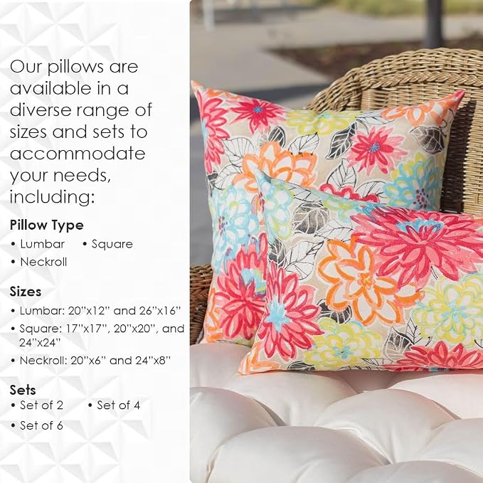 RSH DECOR Square Throw Pillows Set of 2, 17" x 17", Outdoor Pillows Waterproof, Patio Furniture Pillow, Decorative Outdoor Throw Pillow, Spun Polyester, Hunter Green, Made in USA