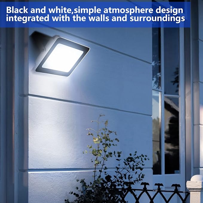UFOND 5000 Lumen LED Flood Light with Plug, 2 Pack Outdoor Floodlight | Waterproof Security Lights, Lighting Angle Adjustable Wall Lights for Garage Gate Garden Yard Patio Porch
