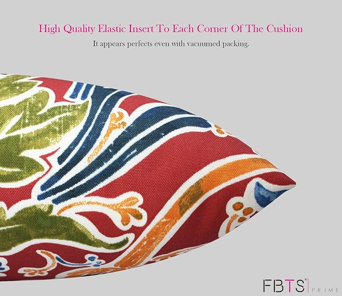 Outdoor Waterproof Decorative Throw Pillow Cover for Patio Furniture, 18x18 Inch Fade Resistant Patio Garden Cushion Cover for Couch Bed Sofa, Jacobean Red