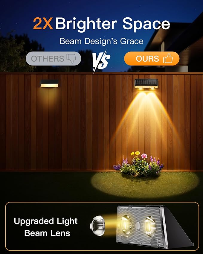 KEILAIMO Solar Fence Lights Outdoor, 12 Pack IP65 Waterproof Fence Lights Solar Powered with Ultra-Bright LED Lens, 9 Color Modes, 12+ Hours Steady Glow for Deck/Backyard/Patio/Pool/Wall - Black