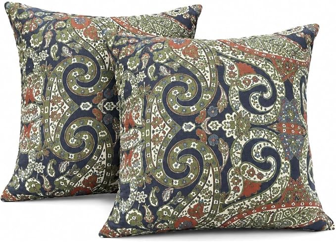 Outdoor Throw Pillows 18×18 Inch Pack of 2 Waterproof Decorative Patio Pillows with Inserts, Square Pillows for Garden Couch Sofa and Patio Furniture