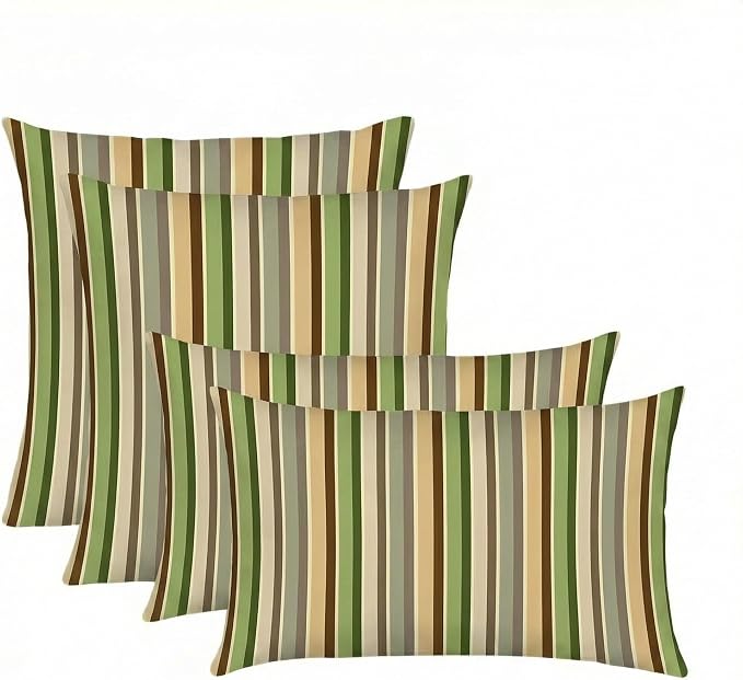 RSH DECOR: Sunbrella Lumbar & Square Pillows Set of 4 | 20" x 12" & 20" x 20" | Water and Fade-Resistant Performance Fabric | Outdoor Throw Pillows | Made in USA (Samuel Meadows)