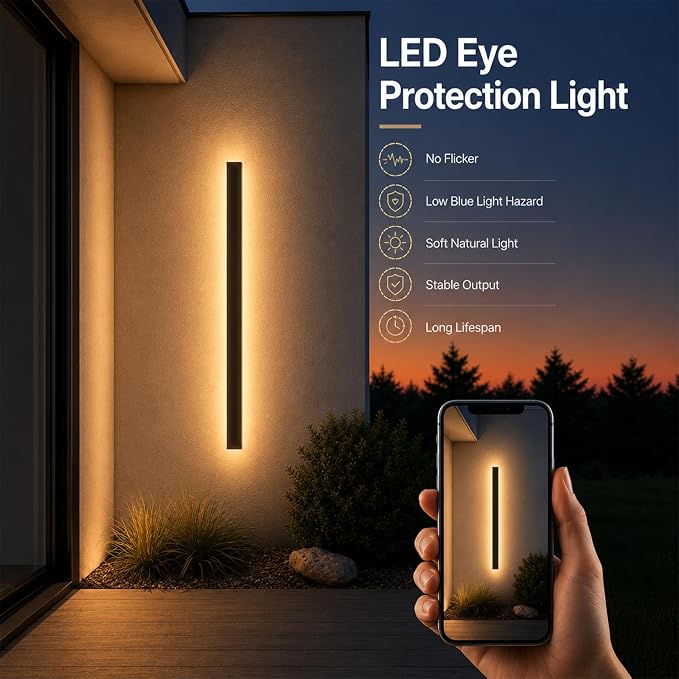 59 Inch Outdoor Wall Lights Long Outdoor Wall Sconce LED Linear Wall Light 3000K Modern Wall Mount Exterior Light Fixtures for House Garage Porch