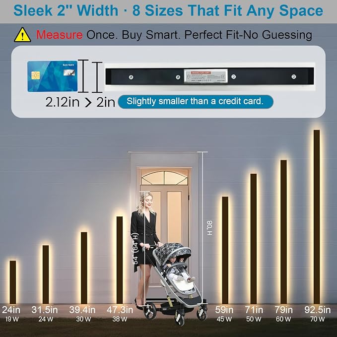 2PC 31.5inch Modern Outdoor Wall Lights, IP65 Waterproof Long Exterior Light Fixtures Wall Mount, LED Linear Outdoor Wall Sconce Lights, 3000K Outside Garage Lights for House Patio