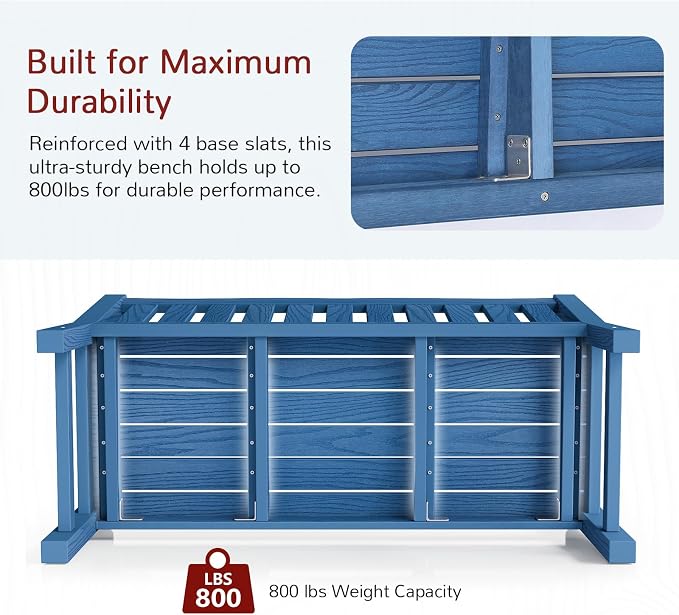 Stoog Outdoor Bench & Chairs Set, All-Weather Patio Furniture Set, Include 2 Patio Chairs and 1 Patio Bench, for Porch, Backyard, Lawn, and Garden, Blue