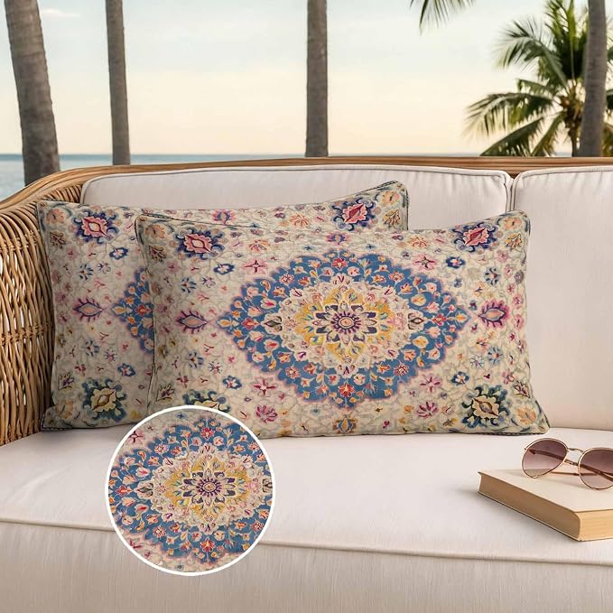 Boho Southwest Waterproof Outdoor Pillow Covers Set of 2 Home Decor, Vintage Country Ethnic Nation Motifs Pillowcase Patio Pillow Covers for Couch Bench Furniture Garden 20x12in