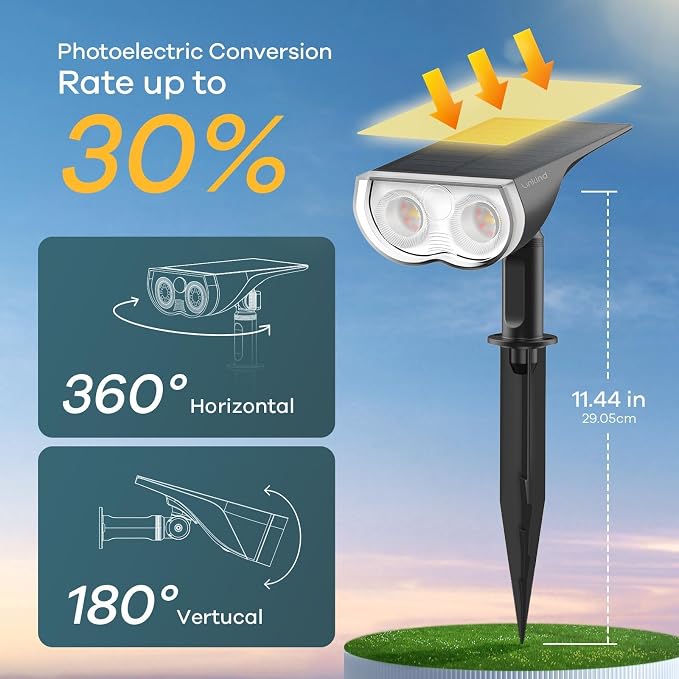 Linkind Solar Lights Outdoor Waterproof LED Landscape Spotlight RGB 6 Pack | Starray, 9 Color Changing Modes, Multicolor, Dusk to Dawn, for Holiday Decoration Patio Garden Flag Tree Lawn Pathway