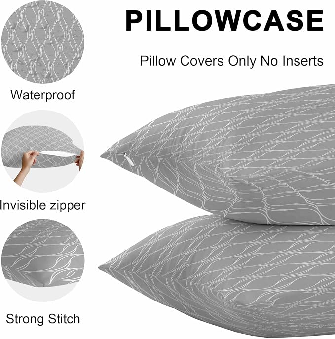 Grey White Stripes Outdoor Pillow Covers 26x26 Inch Throw Pillow Covers Set of 2 Waterproof Decorative Pillow Cases Simple Geometric Modern Monochrome Cushion Covers for Patio Furniture Garden Couch