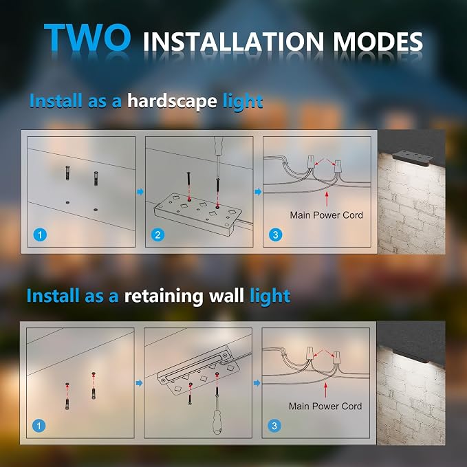 VOLISUN 7 Inch Retaining Wall Lights, 5000K Hardscape Lighting, 6 Pack | IP67 Waterproof, Cuttable Low Voltage Landscape Lighting, 12V Paver Lights, 2.8W Outdoor Step Lights