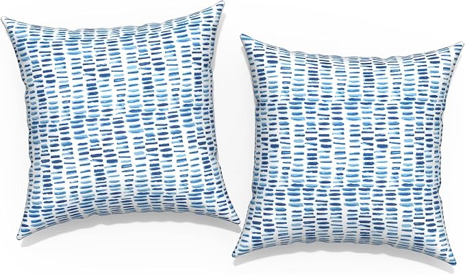 Outdoor Pillow Covers for Patio Furniture 20x20 Inch, Decorative Patio Throw Pillow Covers Set of 2, Modern Square Cushion Cases for Porch Garden Home Office, Pebble Blue