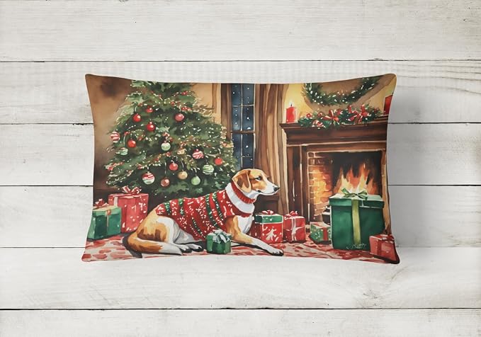 Caroline's Treasures DAC2596PW1216 American Foxhound Cozy Christmas Throw Pillow Machine Washable, Indoor Outdoor Decorative Pillow for Couch, Bed or Patio, 12HX16W