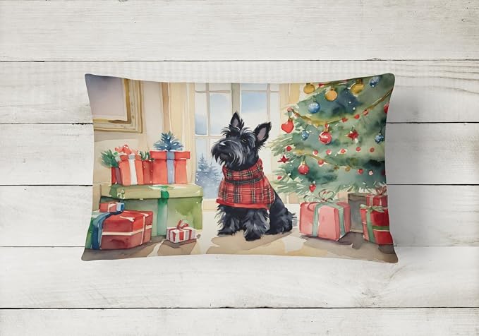 Caroline's Treasures DAC2741PW1216 Scottish Terrier Cozy Christmas Throw Pillow Machine Washable, Indoor Outdoor Decorative Pillow for Couch, Bed or Patio, 12HX16W