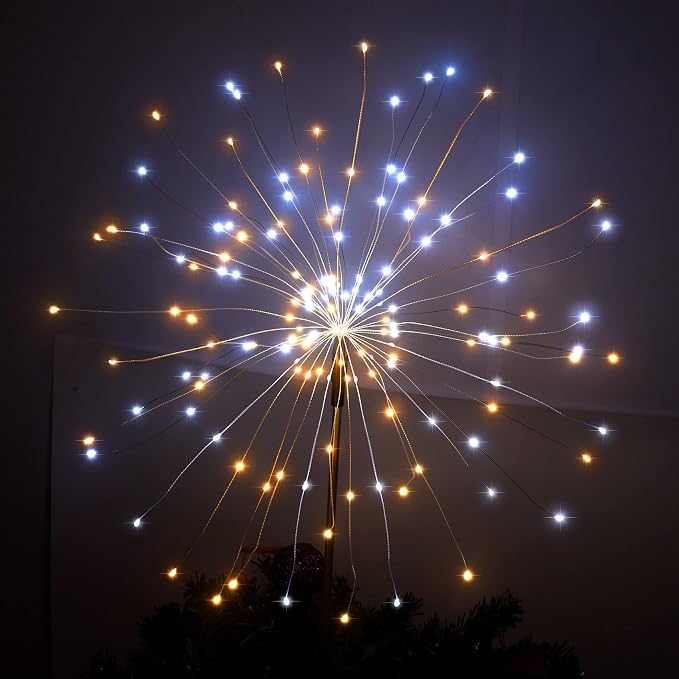 Solar Firework Lights, 2 Pack 120 LEDs 2 Lighting Modes Solar Garden Lights Outdoor Waterproof for Yard Patio Walkway Pathway Party Wedding Christmas Decorative - Mixed Color