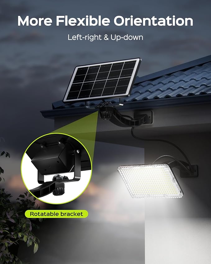 JACKYLED 1000 Lumens 299 LED Solar Lights Outdoor Bright Solar Dusk to Dawn Light, IP65 Waterproof Outdoor Solar Powered Security Flood Light for Wall Porch Shed Barn
