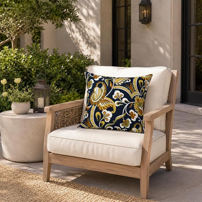 Outdoor/Indoor Decorative Throw Pillows 18×18 Inch | Pack of 2 Waterproof Decorative Throw Pillows with Inserts, Square Pillows for Bed, Couch, Sofa and Patio Furniture