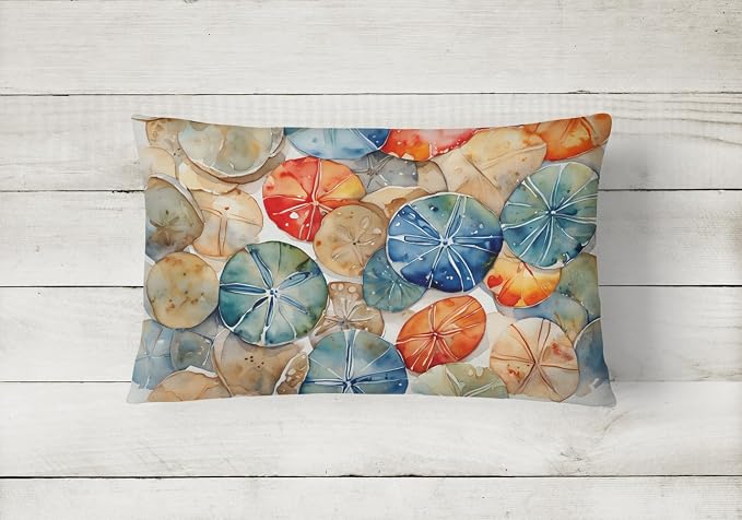 Caroline's Treasures DAC2820PW1216 Sand Dollars Throw Pillow Machine Washable, Indoor Outdoor Decorative Pillow for Couch, Bed or Patio, 12HX16W