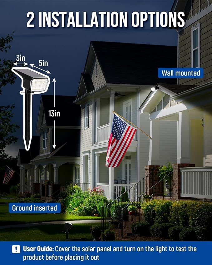 Solar Spot Lights Outdoor Waterproof, Solar Spotlights 10 Pack Cool White | 63 LED 3 Lighting Modes Solar Landscape Spotlights for Yard, Garden, Backyard, Driveway, Pathway, Wall, House, Garage