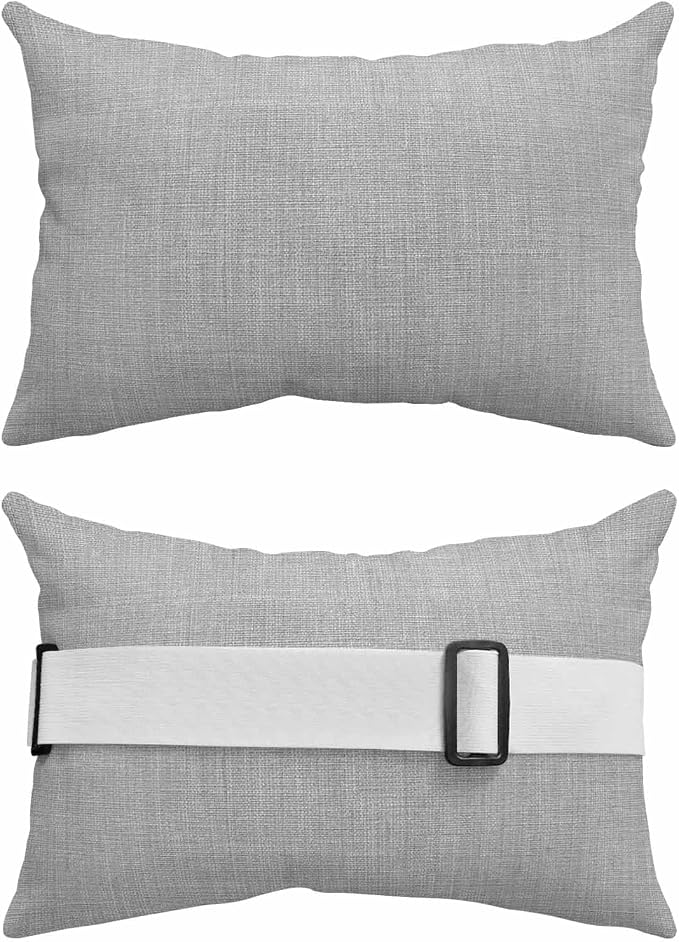 Pack of 4 Outdoor Lumbar Pillow Covers 11x16 Inch, Grey Burlap Texture Waterproof Throw Pillow Covers Set, Farmhouse Vintage Gray Indoor&Outdoor Decorative Cushion Cases for Patio Porch Beach