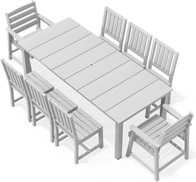 AreShark Patio Dining Chair Set of 2,All Weather HDPE Outdoor Dining Armchairs with Wide Seat and Backrest,Weatherproof Patio Chairs for Garden,Backyard,Deck,White