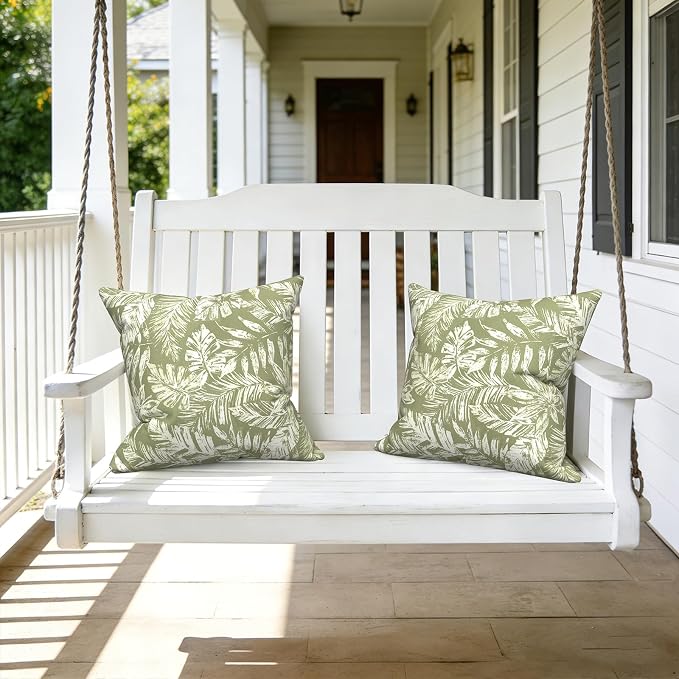 LVTXIII Outdoor Pillows 20x20 Inch, 2 Pack Large Decorative Square Throw Pillows with Inserts for Couch, Bed, Floor Seating, Patio Furniture, Tropical Leaf Green