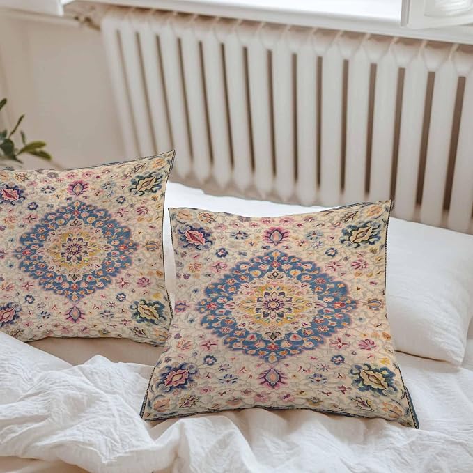 Boho Southwest Waterproof Outdoor Pillow Covers Set of 2 Home Decor, Vintage Country Ethnic Nation Motifs Pillowcase Patio Pillow Covers for Couch Bench Furniture Garden 24x24in