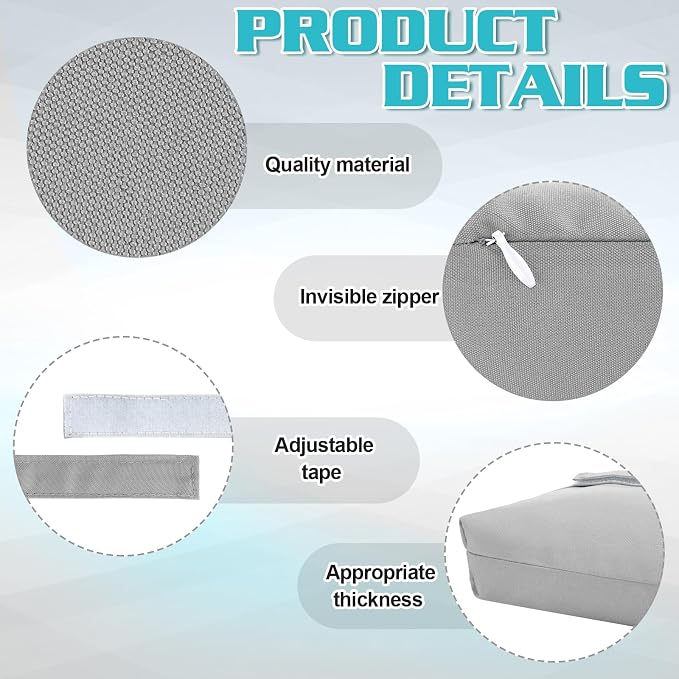 Qunclay Headrest Pillow Pool Furniture Lounge Pillow Chair Pillows Patio Furniture Pillows with Adjustable Elastic Tape Band Head Support Pillow for Pool Patio Chairs (Gray,2 Pieces)