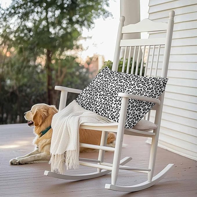 Vandarllin Outdoor Throw Pillows Covers 20x12 inch Set of 2 Waterproof Black Leopard Print Decorative Zippered Cushion Covers for Patio Furniture, Luxury Animal Fur Pattern Lumbar Pillowcases