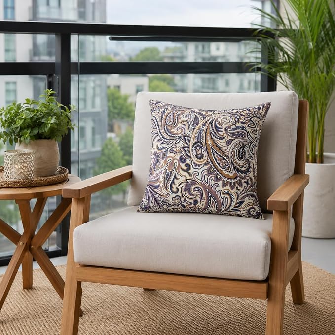 Outdoor Pillows Waterproof 18"x18" Decorative Throw Pillows with Inserts | Set of 2 Outdoor Square Pillows for Couch Sofa Patio Furniture