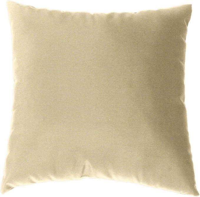 Cushion Source 17" x 17" Sunbrella Throw Pillow, Indoor/Outdoor Decorative Pillow, Fade and Water Resistant, Sunbrella Antique Beige