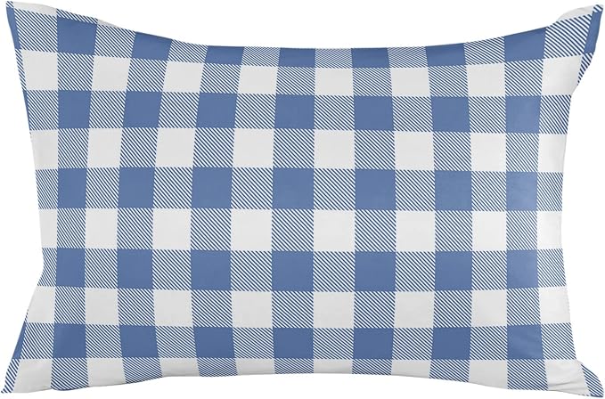 Outdoor Waterproof Throw Pillow Covers Set of 2 Buffalo Plaid Blue Check Lumbar Pillowcases 20x12 Inches Farmhouse Style Patio Decorative Pillows Cushion Case Patio Pillows for Couch Bed Chair Garden
