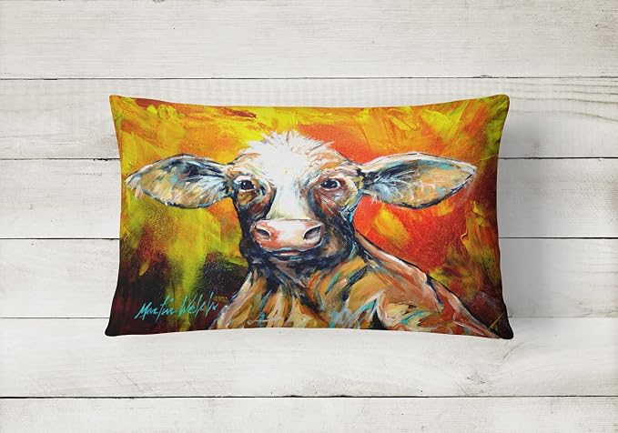 Caroline's Treasures MW1225PW1216 Another Happy Cow Canvas Fabric Decorative Pillow Machine Washable, Indoor Outdoor Decorative Pillow for Couch, Bed or Patio, 12HX16W