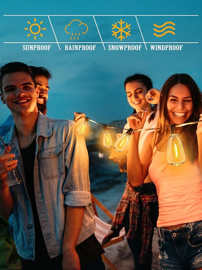 Outdoor String Lights Waterproof 300FT Patio Lighting for Outside Backyard | 3-Pack x 100FT Connectable Outdoor Lights, 156 Shatteproof Dimmable Edison Bulbs for Porch Bistro Garden Gazebo Balcony Cafe