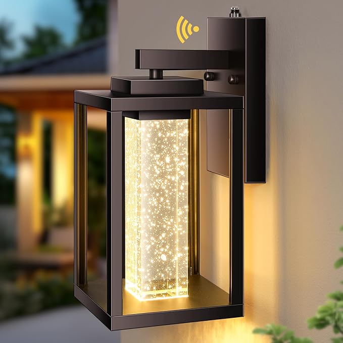 VIANIS Oil Rubbed Bronze Dusk to Dawn Outdoor Light Fixture for House, Farmhouse Exterior Wall Sconce Lantern for Porch, Anti-Rust Outside Garage Lights Wall Mount with Integrated 10W LED Light Source