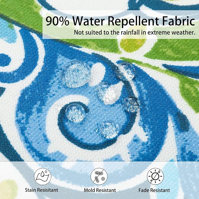 Magpie Fabrics Pack of 2 Outdoor Lumbar Pillow Case Covers 12"x20", Waterproof Rectangular Throw Pillowcase Shell Decorative Sham for Patio Garden Couch - Paisley Lapis Green