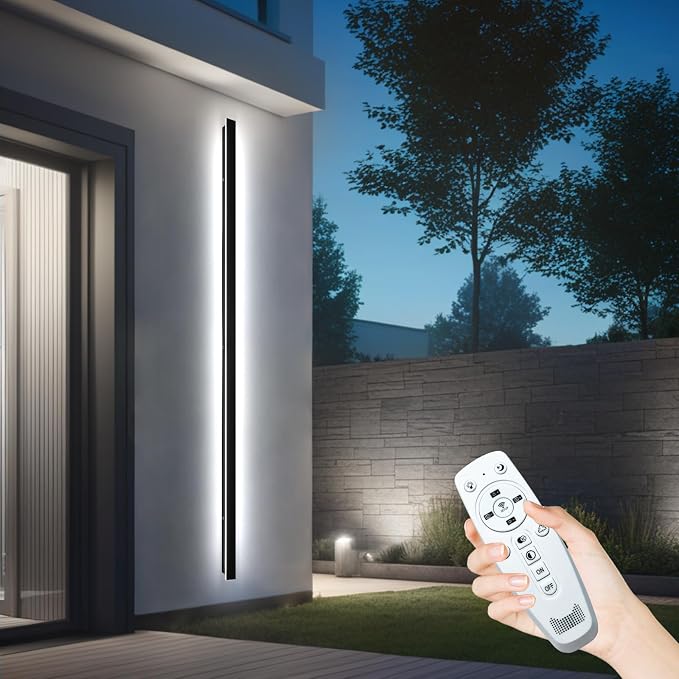 92.5inch Modern Exterior Lighting Fixtures, Waterproof IP65 Linear Outdoor Wall Sconce, Black LED Porch Lights Outdoor 2700k-6500k Dimmable Long Outside Lights for House Fashion Store
