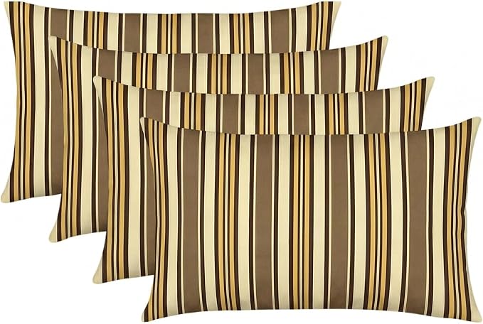 RSH DECOR: Sunbrella 26" x 16" Lumbar Throw Pillows Set of 4 | Water and Fade-Resistant Performance Fabric | Outdoor Pillow Covers with Down-Alternative Inserts | Made in USA (Anthony Praline)